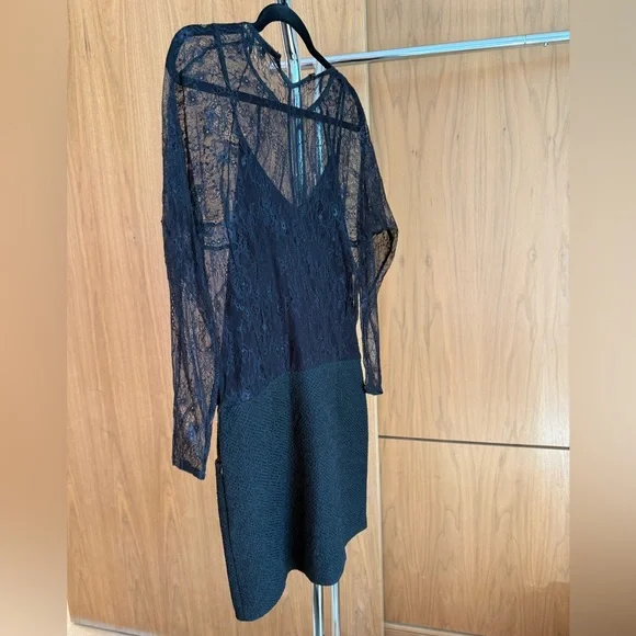 NWOT Maje Sheer Black Lace Top Party Dress in Size 3/Medium-Large - Picture 2 of 5